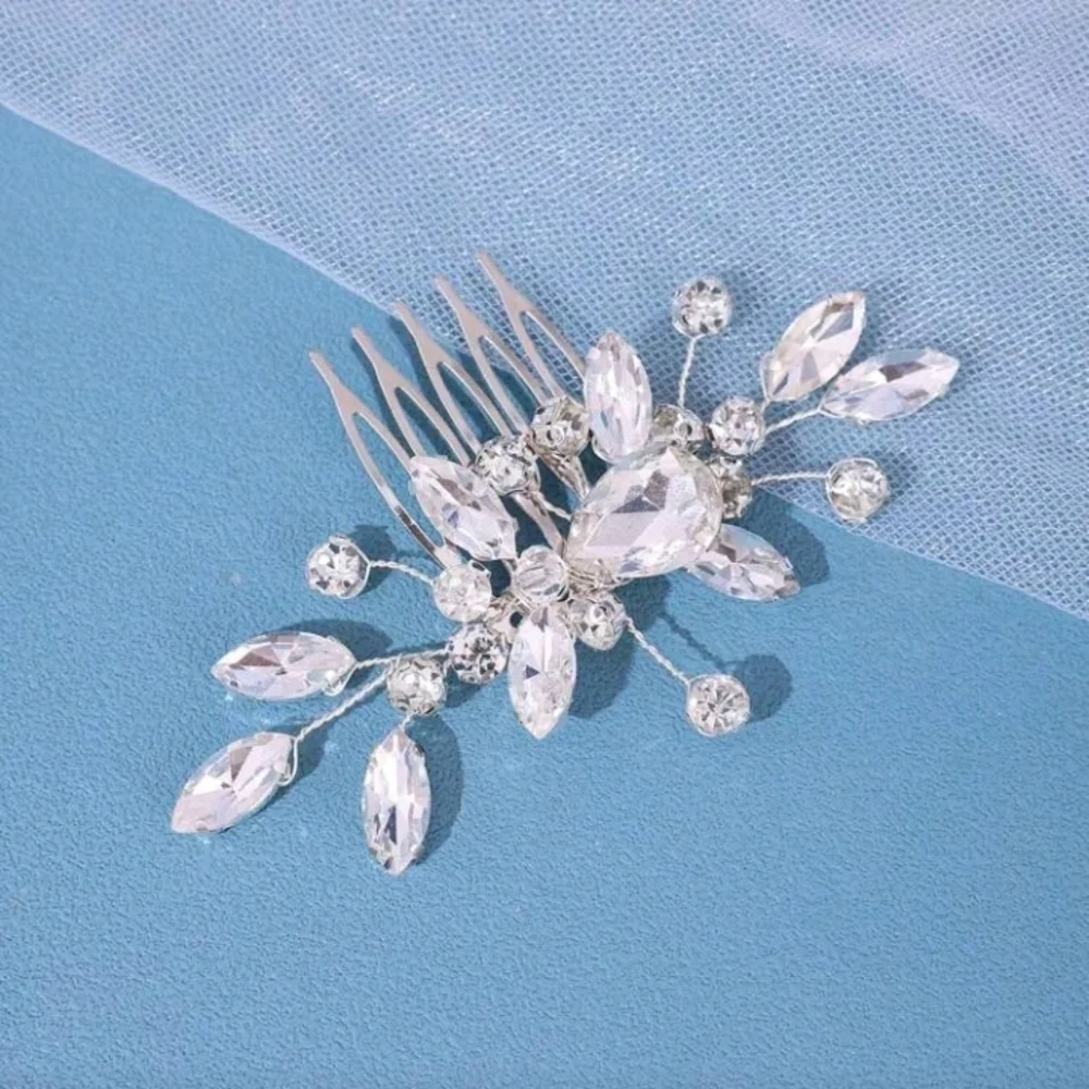 Wedding Hair Comb Silver Rhinestone Wedding Crystal Hair Comb